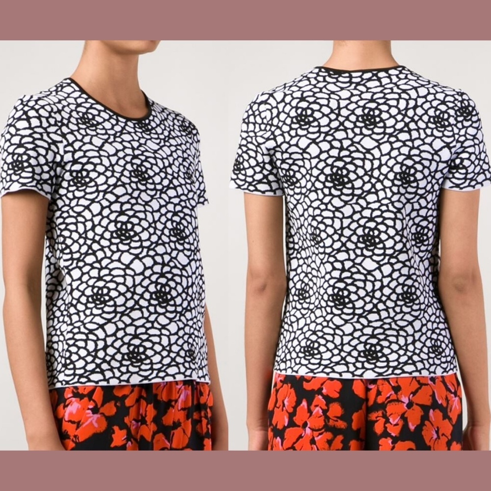 NWT $312 A.L.C. Charles Short Sleeve Knit Top in Black/White [SZ Small‎ ]